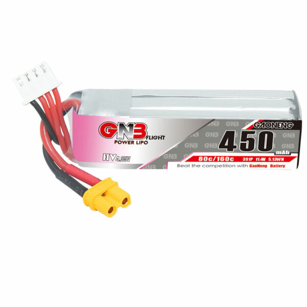 Gaoneng GNB 11.4V 450mAh 80C 3S HV LiPo Battery XT30 Plug for RC Drone - Image 5