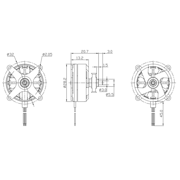 Racerstar BR2304 1850KV 2-3S Brushless Motor For RC Airplane Model - Image 7