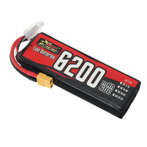 ZOP Power 2S 7.4V 6200mAh 60C 45.88Wh LiPo Battery XT60 Plug for RC Car - Image 2