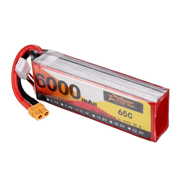 ZOP Power 11.1V 6000mAh 65C 3S Lipo Battery XT60 Plug for RC Drone - Image 1