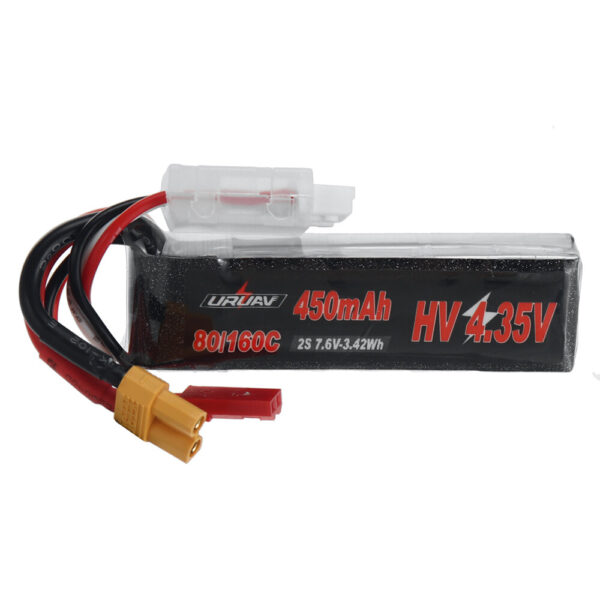 URUAV Power 7.6V 450mAh 80C/160C 2S HV LiPo Battery XT30 Plug for Happymodel Mobula8 Sub250 Nanofly20 iFlight CineBee Whoop Beta FPV Drone - Image 1