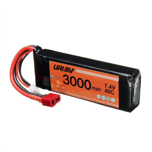 URUAV 7.4V 3000mah Battery 40C T Plug for WLtoys 144001 124018 124019 104001 124016 017 RC Car Part - Image 1