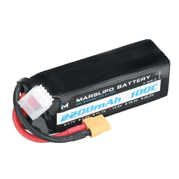 MARSLIPO 14.8V 2200mAh 100C 4S Lipo Battery XT60 Plug for RC Drones - Image 2