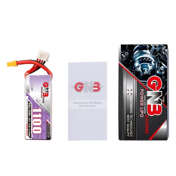 Gaoneng GNB 11.4V 1100mAh 60C 3S LiPo Battery XT30 / XT60 Plug for Darwinfpv FoldApe4 RC FPV Racing Drone - Image 5