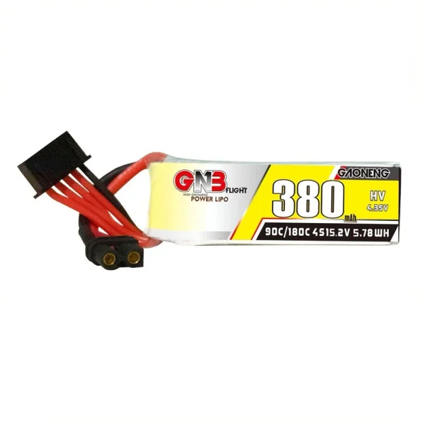 GAONENG GNB LiHV 4S 15.2V 380mAh 90C LiPo Battery XT30 Plug for CineWhoop RC FPV Racing Drone Airplane