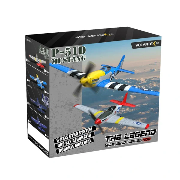 VolantexRC Mini Mustang P-51D V2 EPP 400mm Wingspan 2.4G 4CH 6-Axis Gyro One Key Aerobatics XPilot Stabilization System RC Airplane Trainer RTF Compatible DSM S-BUS Protocol for Beginner - Image 9