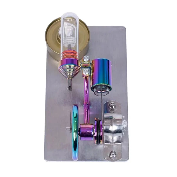 K211 Golden/Colorful Metal Hot Air Stirling Engine Model with Bulb Physics Experiment Science Discovery Production Invention Desktop Decorations Collection Toys - Image 9