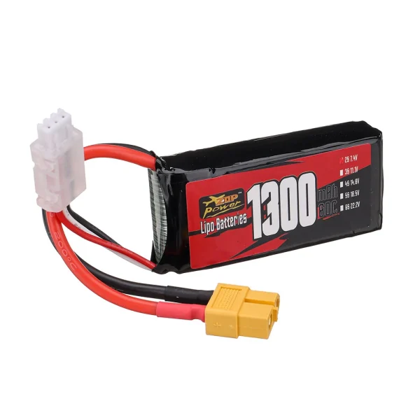 ZOP Power 2S 7.4V 1300mAh 60C LiPo Battery XT60 Plug for RC Drone - Image 2