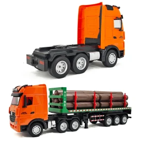 HuiNa Toys 1313 1/18 2.4G 9CH RC Car Woods Trasport Truck Wireless Remote Control LED Light Sound 270 Rotation High-Side Engineering Vehicles Models Toys