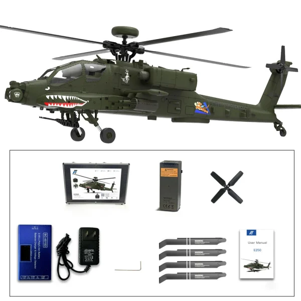 Eachine E250 AH-64 Apache 2.4G 6CH 3D 6-Axis Gyro Dual Brushless Motor 1:32 Scale Flybarless RC Helicopter Compatible With Futaba S-FHSS Protocol - Image 8