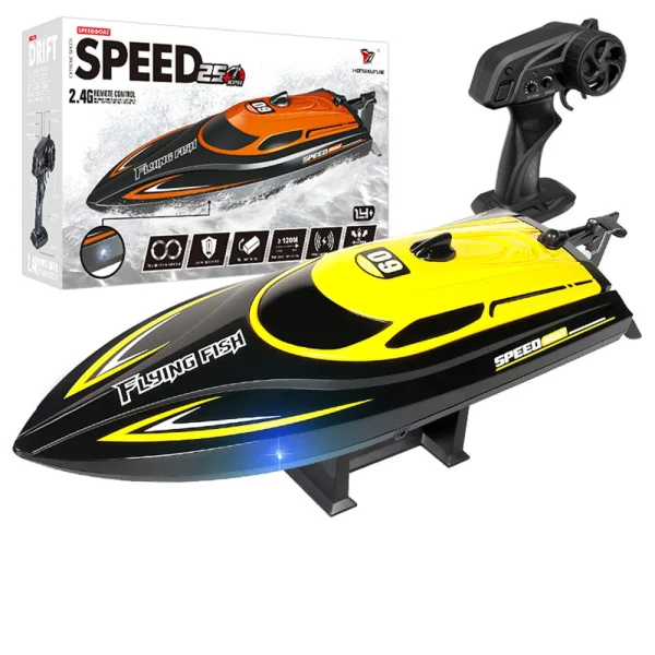HXJRC HJ812 2.4G 4CH RC Boat High Speed LED Light Speedboat Waterproof 25km/h Electric Racing Vehicles Models Lakes Pools Remote Control Toys - Image 2