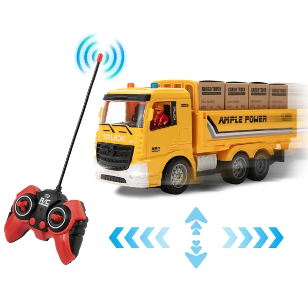 HJ Models 689-847A 1/20 27MHZ/49MHZ 6CH 2-IN-1 RC Car Cargo Truck Container Van Vehicles Engineering LED Lighting Sound RTR Remote Control Toys - Image 4