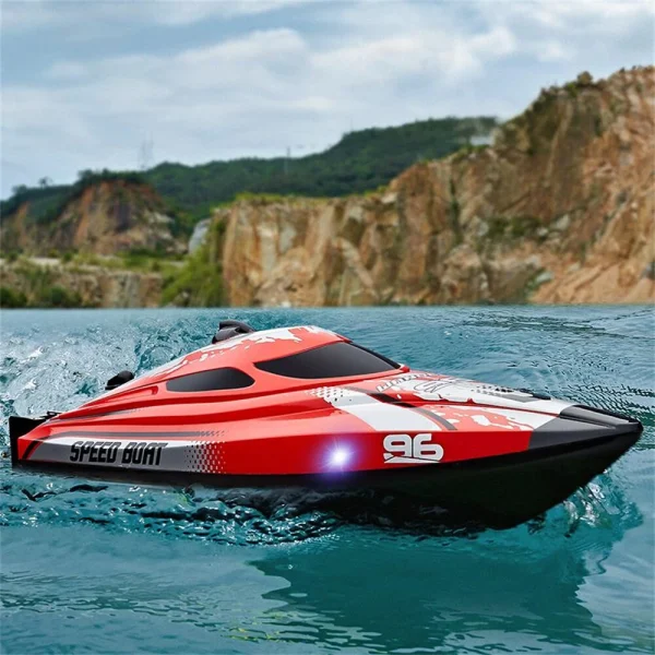 HXJRC HJ820 2.4G RC Boat Capsized Reset High Speed  LED Light Speedboat Waterproof 25km/h Electric Racing Vehicles Models Lakes Pools Remote Control Toys - Image 5
