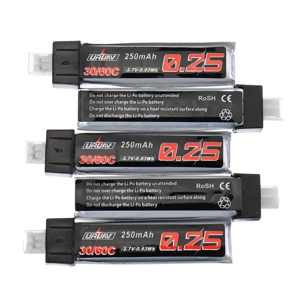10Pcs URUAV 3.7V 250mAh 30C/60C 1S Lipo Battery PH2.0 for Blade Nano QX CPX Tiny Whoop TINY6 6X - Image 2