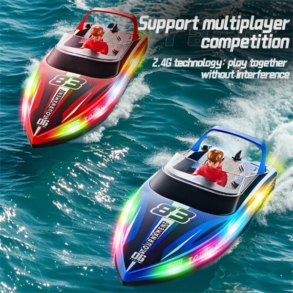 HXJRC HJ821 2.4G RC Boat Capsized Reset High Speed LED Light Speedboat Waterproof Dual Motors Electric Racing Vehicles Models Lakes Pools Remote Control Toys - Image 8