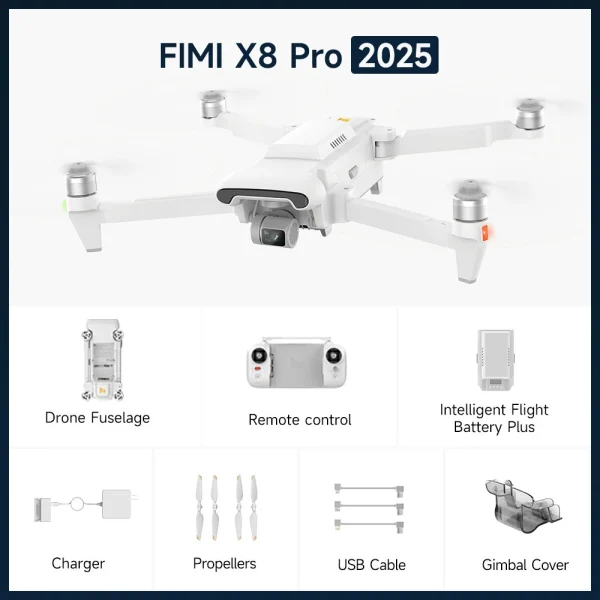 FIMI X8 PRO 2025 Roklink 5.0 20KM FPV With 1/1.3" 48MP Camera 4K 60fps HDR Video 3-axis Mechanical Gimbal AI Super Night Video 47mins Flight Time GPS RC Drone Quadcopter RTF - Image 3