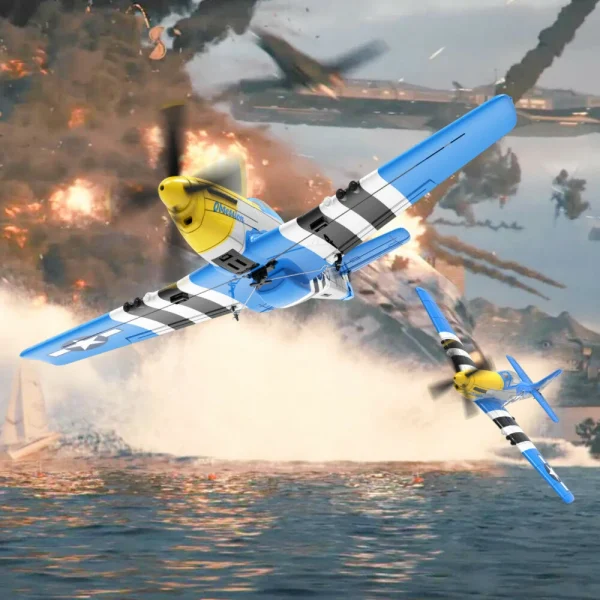 VolantexRC Mini Mustang P-51D V2 EPP 400mm Wingspan 2.4G 4CH 6-Axis Gyro One Key Aerobatics XPilot Stabilization System RC Airplane Trainer RTF Compatible DSM S-BUS Protocol for Beginner - Image 3