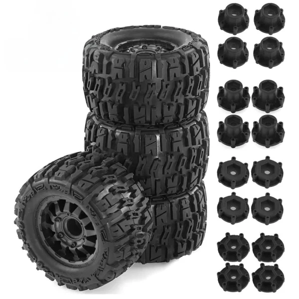 4PCS Tires Wheels Rims for Tamiya Arrma FS Racing MJX ZD Rlaarlo 1/10 RC Car Vehicles Models Spare Parts Accessories W198