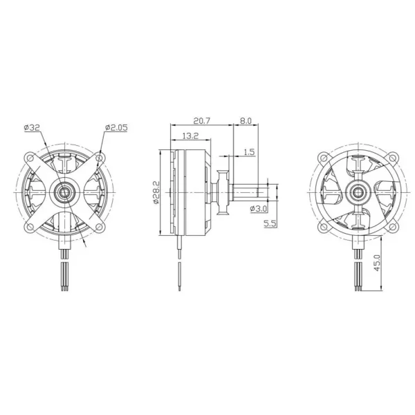 6PCS Racerstar BR2304 1850KV 2-3S Brushless Motor For RC Airplane Model - Image 8