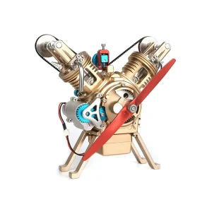 TECHING Alloy Mini Manual Assembly V2 Double-cylinder Engine Model Kits DIY Toy Collection Decoration Science Discovery Toys