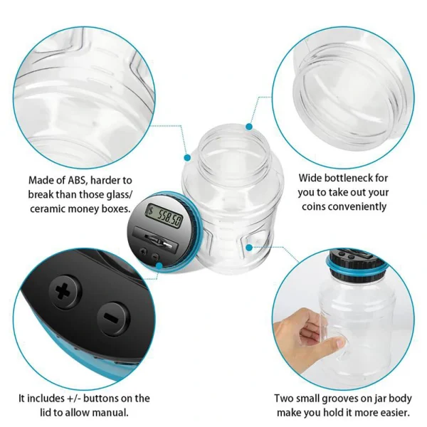 Digital Coin Bank Piggy Counter LCD Display Large Capacity Automatic Counting Money Jar Box for Child Kids Adult Boys Girls Gifts - Image 4