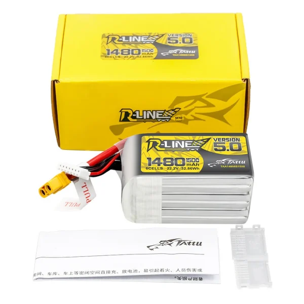 Tattu R-Line Version 5.0 1480mAh 6S 150C 22.2V Lipo Battery Pack With XT60 Plug for SpeedyBee Master 5 V2 DarwinFPV CineApe35 6S iFlight Nazgul XL5 ECO 6S Nazgul DC5 ECO DJI O3 HD 6S RC Drone FPV Racing - Image 5