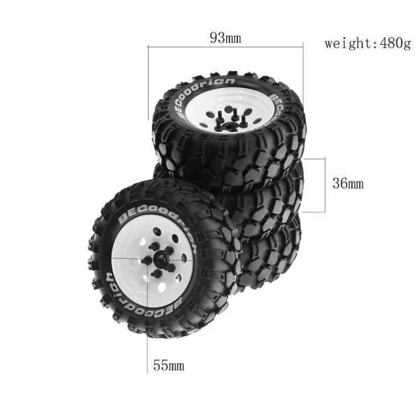 4PCS Off Road Tires Wheel 1.9 inch for 1/8 RC Racing Crawler Car FMS NT4 SCX10 W136 RC Car Parts One Line Hex Adapter - Image 7