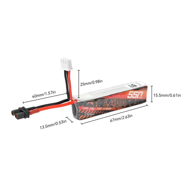 2PCS BETAFPV LAVA 2S/3S/4S 550mAh 75C Battery XT30 for Meteor85/Pavo Pico/Pavo20/Pico FPV Racing Drone - Image 3