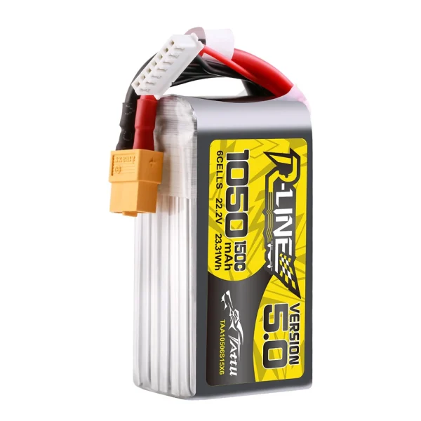 TATTU R-LINE V5.0 22.2V 1050mAh 150C 6S1P LiPo Battery XT60 Plug for RC Drone - Image 2