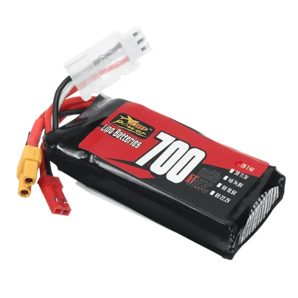 ZOP Power 2S 7.4V 700mAh 105C 5.18Wh LiPo Battery XT30 Plug for RC Car Helicopter