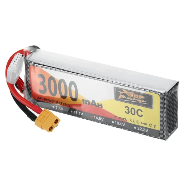 ZOP Power 14.8V 3000mAh 30C 4S LiPo Battery XT60 Plug for RC Drone - Image 4