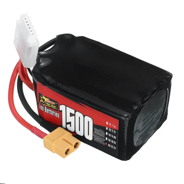ZOP Power 22.2V 1500mAh 100C 6S LiPo Battery With XT60 Plug for SpeedyBee Master 5 V2 GEPRC MARK5 DC HD 6S CineApe35 6S FPV Drone - Image 4