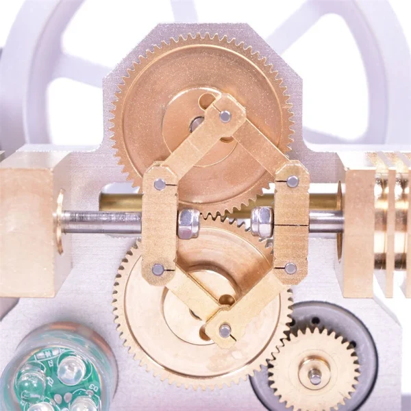Enjomor Horizontal Gear Drive Hot Air Stirling Engine LED Electricity Generator Model with Voltmeter - Image 7