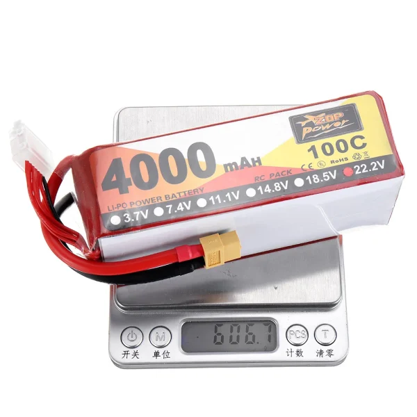 ZOP Power 22.2V 4000mAh 100C 6S Lipo Battery XT60 Plug for FPV RC Drone - Image 9