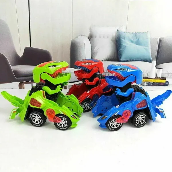 Electric Transforming T-Rex Dinosaur Car with Light Sound Animal Diecast Model Toys - Image 2
