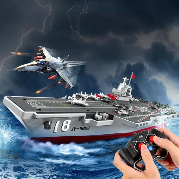 JJRC S19-YW 2.4G Dual Motor RC Simulation Aircraft Carrier RTR Boat Models Toy - Image 3