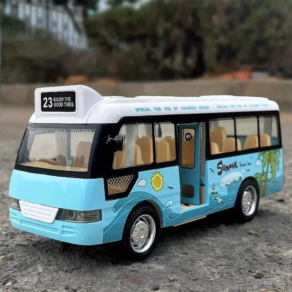 Children's Inertia Toy Car Route 23 City Bus School Bus Model with Sound Light Music Openable Doors Friction Powered Play Gift - Image 6