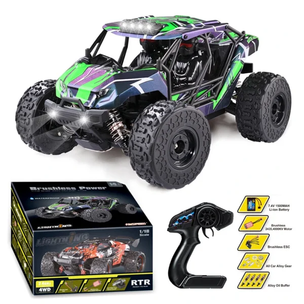 HS 18431 18432 Brushless RTR 1/18 2.4G 4WD 52km/h RC Car Full Proportional LED Light Off-Road Monster Truck Vehicles Models Toys - Image 5