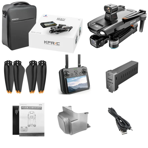 KFPLAN KF104 MAX GPS 6KM 5G Repeater Digital FPV with 4K HD Camera 3-Axis EIS Gimbal Obstacle Avoidance Built-in Airdropper Touchable LCD Screen Controller Brushless Foldable RC Drone Quadcopter RTF - Image 9