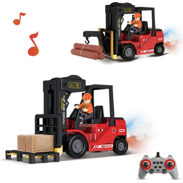1/24 2.4G 11CH Alloy RC Heavy Forklift Crane Car Lifting Music Spray Scene Simulation Children Toy For Boys - Image 2