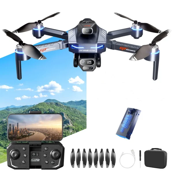 LSRC GT8 WiFi FPV with HD Front Bottom Rear Three Camera Servo Gimbal 360 Obstacle Avoidance Brushless Foldable RC Drone Quadcopter RTF - Image 7