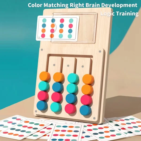 Montessori Cognitive Learning Toy for Kids Wooden Color Shape Toy Early Brain Stimulation Logical Enlightenment Hand-eye Coordination Thinking Educational Toy - Image 4