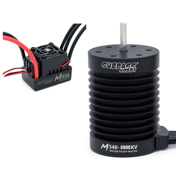 SURPASS HOBBY M2845/M540 All Black Waterproof Brushless Motor W/ M45A Waterproof ESC 4.0 Connector Suitable for 1/14 Model RC Car Parts - Image 2