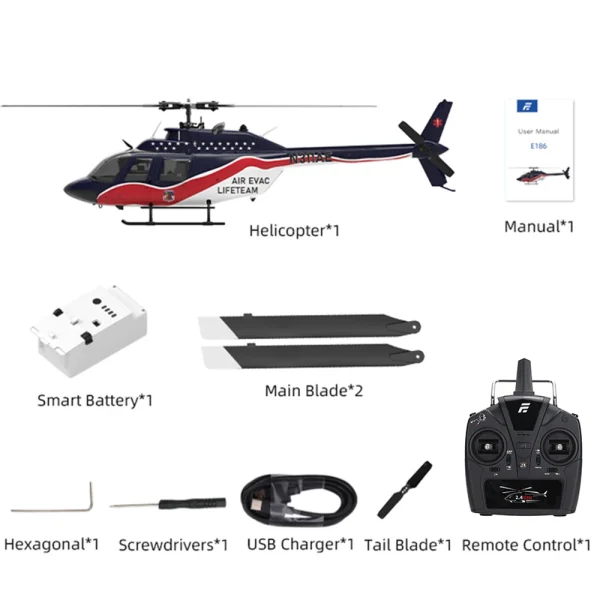 Eachine E186 1:27 Bell-206 Scale 2.4G 6CH Altitude Hold Optical Flow Positioning Dual Brushless Motor RC Helicopter - Image 9