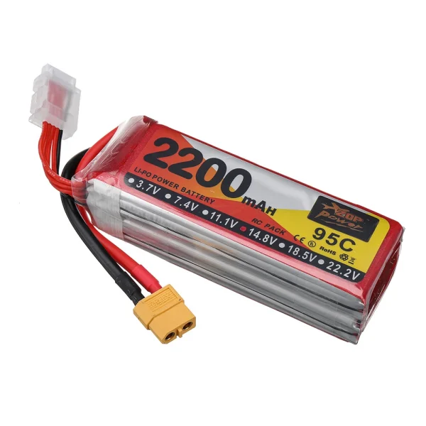 ZOP Power 14.8V 2200mAh 95C 4S LiPo Battery XT60 Plug for RC Drone - Image 3