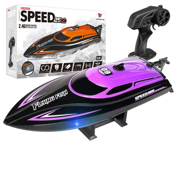 HXJRC HJ812 2.4G 4CH RC Boat High Speed LED Light Speedboat Waterproof 25km/h Electric Racing Vehicles Models Lakes Pools Remote Control Toys - Image 3
