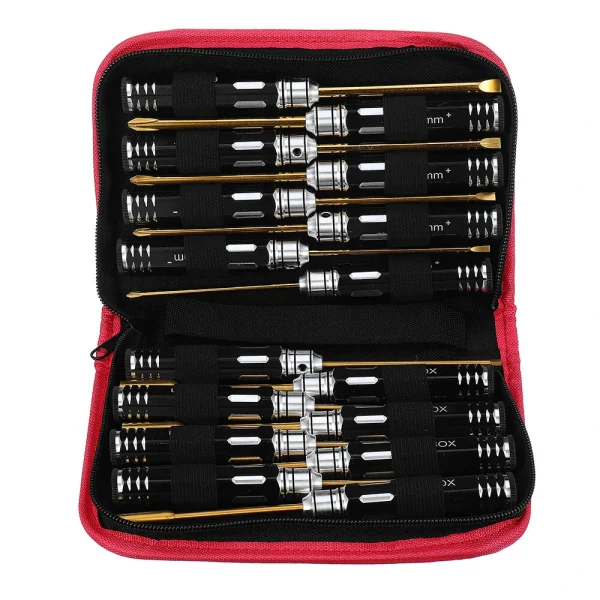 Yunzhong 16Pcs Hex Phillips Screw Nut Flat Screwdriver Tools Box Set with Bag for RC Model - Image 8