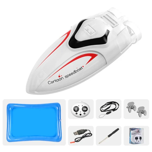C166 Mini Remote Control High Speed RC Boat Led Light Palm Speed Boat Summer Water Toy Pool Toy W/Inflatable Swimming Pool - Image 6