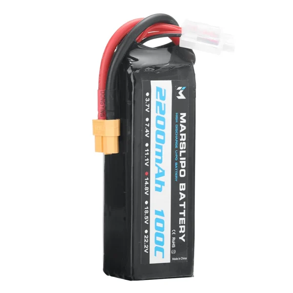 MARSLIPO 14.8V 2200mAh 100C 4S Lipo Battery XT60 Plug for RC Drones - Image 6