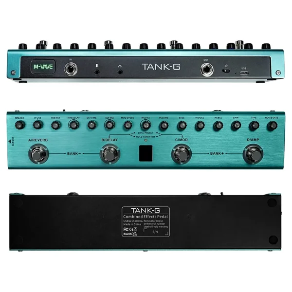 M-VAVE Guitar Effects Multi-effects Pedal 3 Band TANK-G/B Delay Reverb BT Connection Type C - Image 2